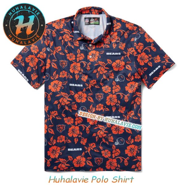 Chicago Bears NFL Helmet With Logo Pattern Pua Vacation Collection Polo Shirt
