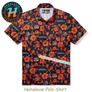 Cincinnati Bengals NFL Branded Helmet With Pattern Overlay Pua Collection 2025 Polo Shirt