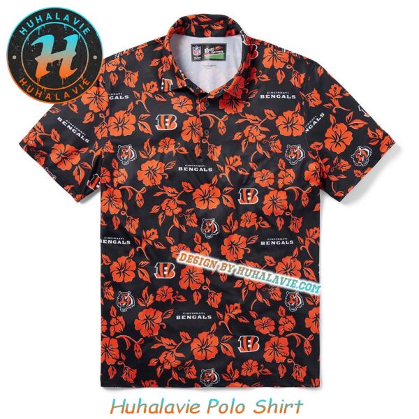 Cincinnati Bengals NFL Branded Helmet With Pattern Overlay Pua Collection 2025 Polo Shirt