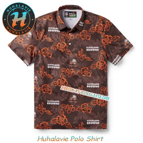 Cleveland Browns NFL Helmet With Logo Pattern Throwback Gift For Fan Sport Polo Shirt