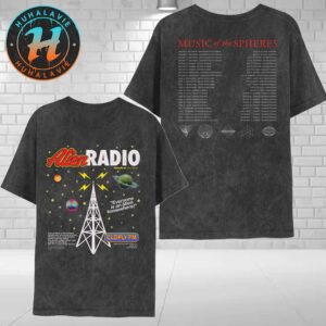 Coldplay Alien Radio Music Of The Spheres World Tour 2025 Washed T-Shirt