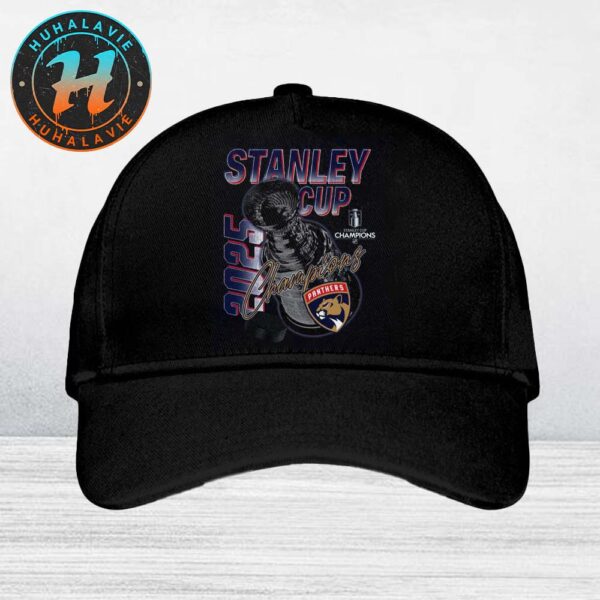 Congrats Florida Panthers 2025 Stanley Cup Champions NHL Arch Black Classic Cap Snapback Hat
