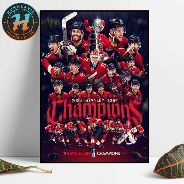 Congrats Florida Panthers Back-To-Back 2025 Stanley Cup Champions Home Decor Poster Canvas