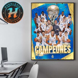 Congrats Real Madrid Baloncesto 2024-25 Campeones 38a Liga Home Decor Poster Canvas