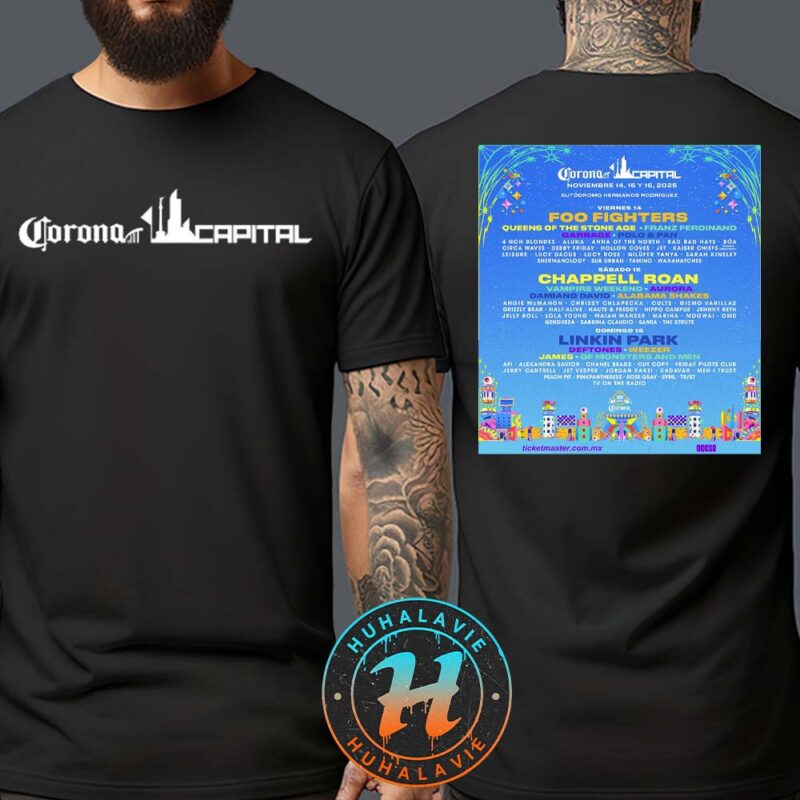 Corona Capital Festival Poster Full Line up In Mexico City At Autodromo Hermanos Rodriguez On November 14 15 And 16 2025 Two Sided Print T Shirt
