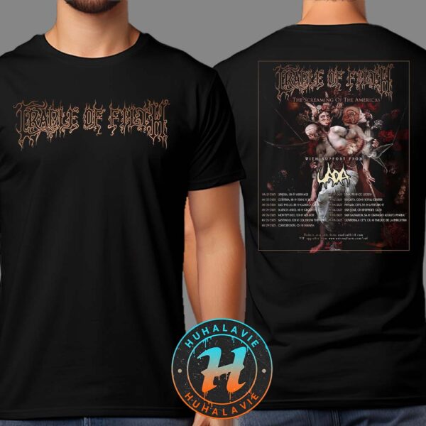 Cradle Of Filth The Screaming Of The Americas Tour 2025 Dates List Kicks Off In Limeira BR On August 21 Two Sided Print T-Shirt