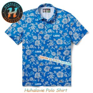 Detroit Lions NFL Helmet With Logo Pattern Throwback Collection 2025 Polo Shirt