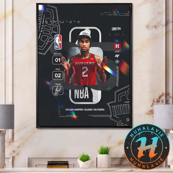 Dylan Harper Select By San Antonio Spurs With The Round 1 Pick 2 In 2025 NBA Draft Hoem Decor Poster Canvas