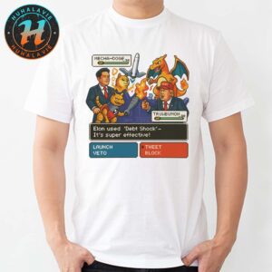 Elon Musk vs Donald Trump Battle 2025 Pokemon Cover Funny White Unisex T-Shirt