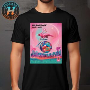 FIFA World Cup 2026 Miami Host City Poster Art By Rubem Robierb On June 11th-July 19th 2025 Vintage T-Shirt