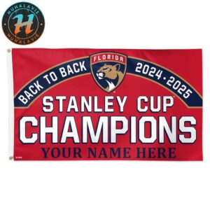 Florida Panthers NHL Back-To-Back Stanley Cup Champions 2024-25 Personalized Custome Name Flag