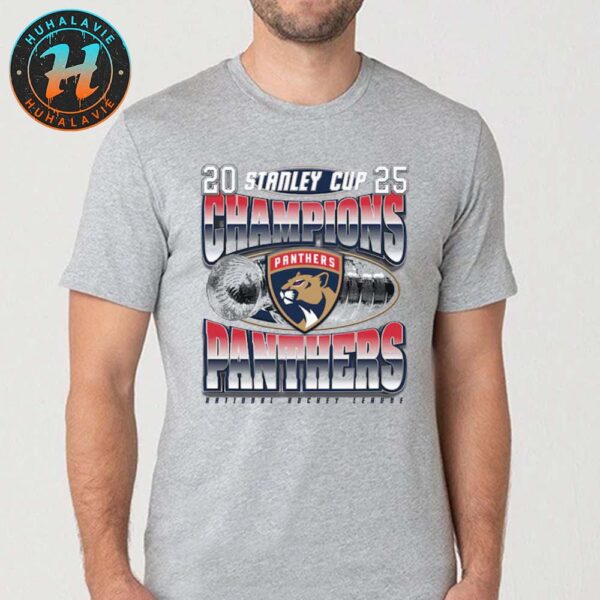 Florida Panthers NHL Named To 2025 Stanley Cup Champions Victory Arch Grey Unisex T-Shirt