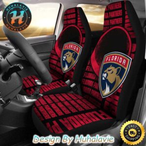 Florida Panthers NHL Puck With Logo Black Background Car Seat Covers