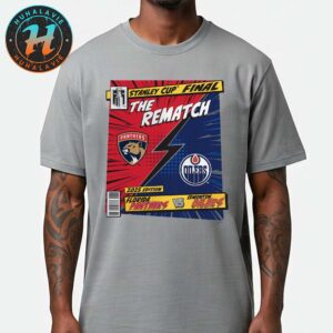 Florida Panthers Vs Edmonton Oilers 2025 Stanley Cup Final Rematch Comic Grey Unisex T-Shirt