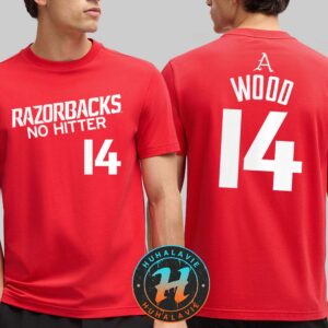 Gage Wood No-Hitter 14 Arkansas Razorbacks 2025 NCAA Baseball Mens College World Series Red Two Sided T-Shirt