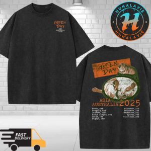 Green Day Merch Surgeon Artwork With Tour Dates Asia And Australia 2025 Tour Washed T-Shirt