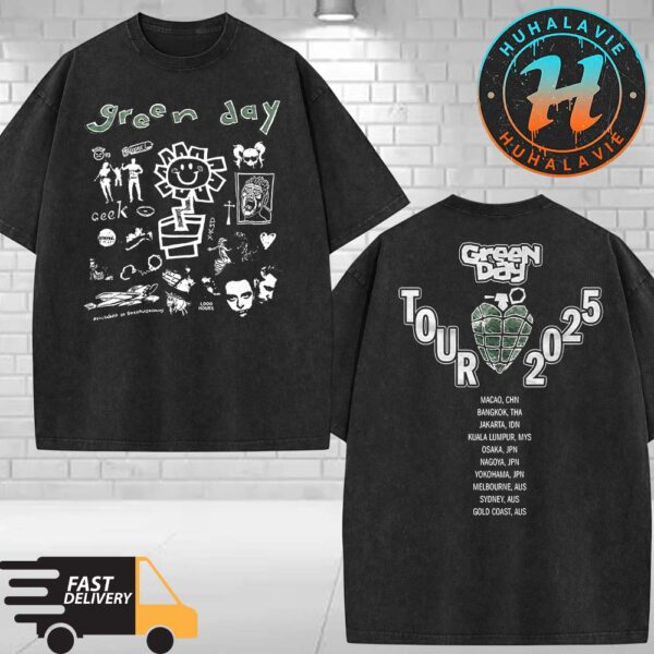 Green Day Tour 2025 Merch Asia And Australia Tour Washed T-Shirt