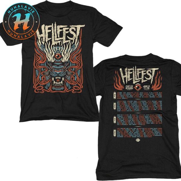 Hellfest Savage Tiger Tee Out Of Bounds Lineup On June 19-22 2025 Black Two Sided Print Vintage T-Shirt