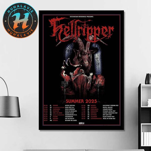Hellripper Summer Tour 2025 Dates List Kicks Off In PL Mystic Festival On June 6 2025 Home Decor Poster Canvas