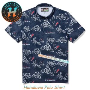Houston Texans NFL Helmet With Logo Pattern Pua Vacation Collection Polo Shirt