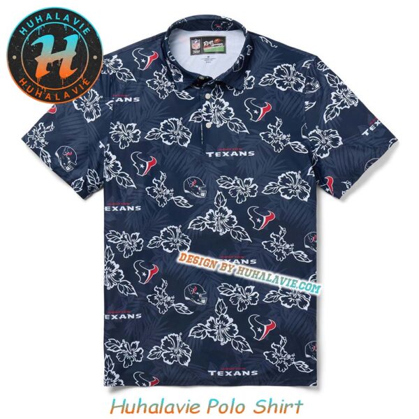Houston Texans NFL Helmet With Logo Pattern Pua Vacation Collection Polo Shirt