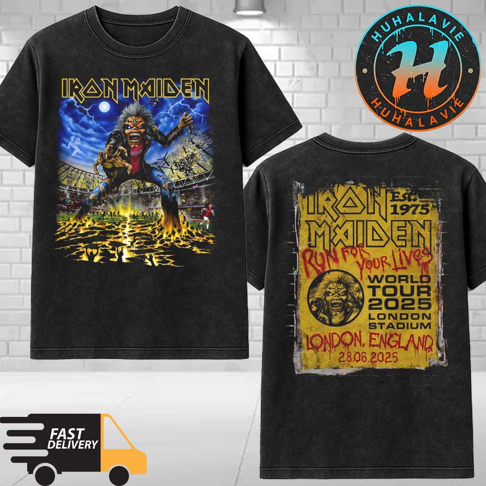 Iron Maiden London England Merch Tee At London Stadium On June 28 Run For Your Lives Tour 2025 Washed T-Shirt Iron Maiden London England Merch Tee At London Stadium On June 28 Run For Your Lives Tour 2025 Washed T-Shirt