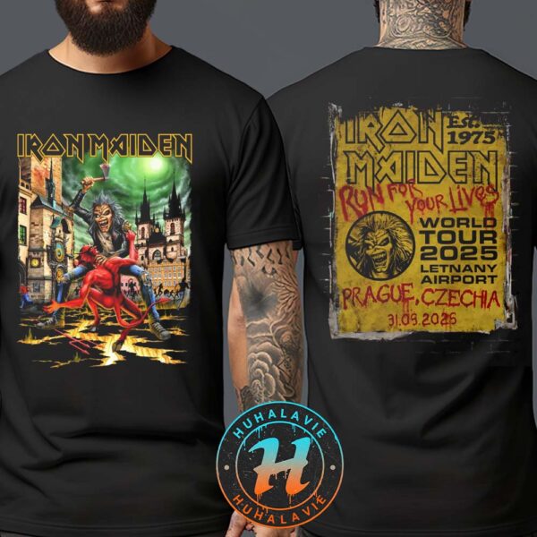 Iron Maiden Prague Czech Republic Exclusive Tee On May 31 2025 At Letnany Airport Run For Your Lives World Tour 2025 T-Shirt
