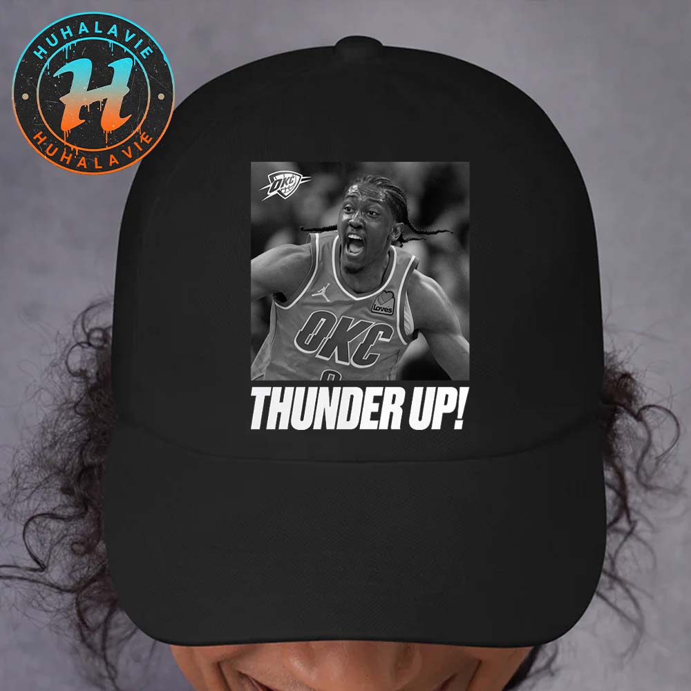 Jalen Williams Thunder Up Oklahoma City Thunder Celebration 2025 NBA Finals Champions Classic Cap Snapback Hat Jalen Williams Thunder Up Oklahoma City Thunder Celebration 2025 NBA Finals Champions Classic Cap Snapback Hat