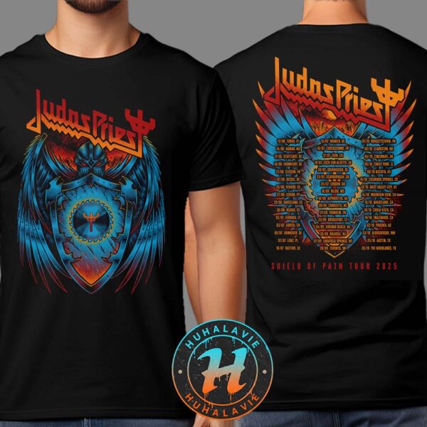 Judas Priest Shield Wings Tour Tee Exclusive Shield Of Pain Tour 2025 Two Sided Print Vintage T-Shirt