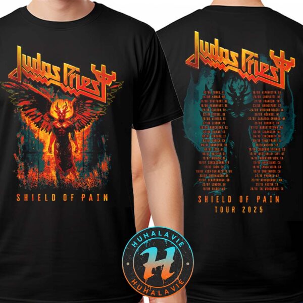 Judas Priest Winged Demon Tour Tee Merch Shield Of Pain Tour 2025 Two Sided Print Unisex T-Shirt