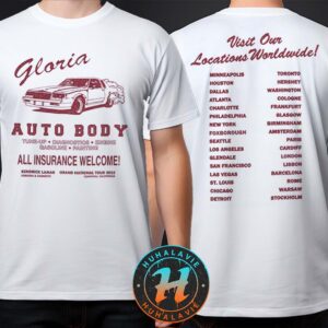 Kendrick Lamar Gloria Auto Body Visit Our Locations Worldwide White Two Sided Print T-Shirt
