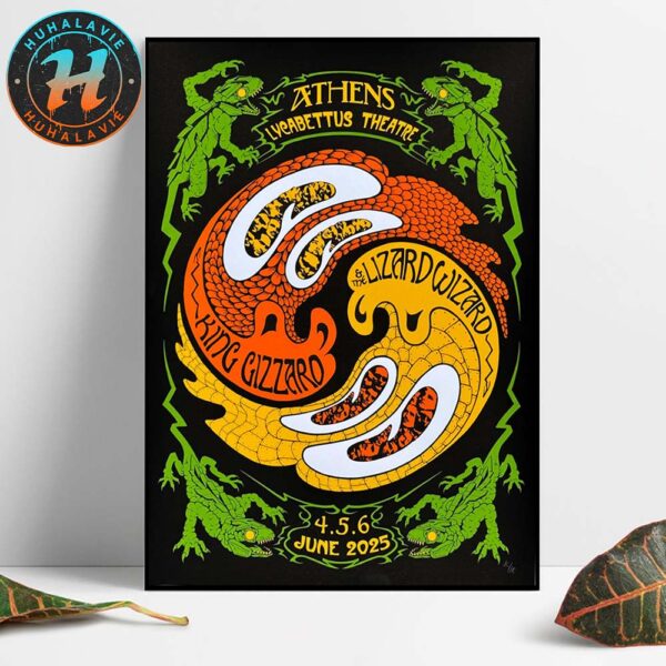 King Gizzard And the Lizard Wizard 3 Night Concert Orange Yellow Poster At Lycabettus Theatre In Athens Greece On June 4th 5th And 6th 2025 Poster Canvas