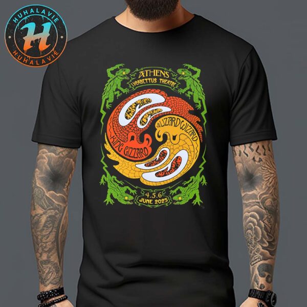 King Gizzard And the Lizard Wizard 3 Night Concert Orange Yellow Poster At Lycabettus Theatre In Athens Greece On June 4th 5th And 6th 2025 Unisex T-Shirt