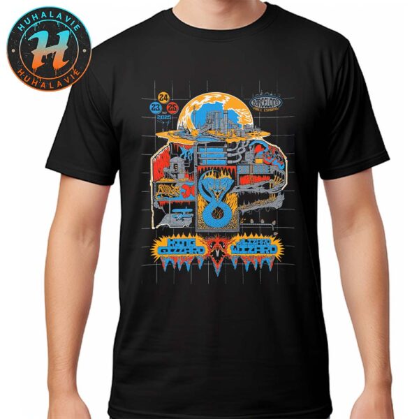 King Gizzard And the Lizard Wizard In Barcelona Spain Blue Snake Music Poster On May 23 24 25 At Plaza Mayor de El Poble Espanyol Unisex T-Shirt