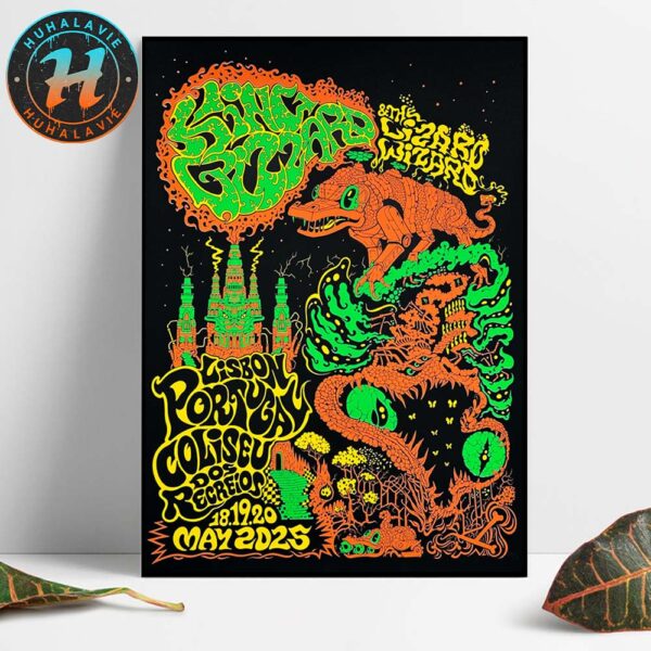 King Gizzard And the Lizard Wizard In Lisbon Portugal  Orange Gator Poster 3 Night At Coliseu dos Recreios On May 18th 19th And 20th Home Decor Poster Canvas