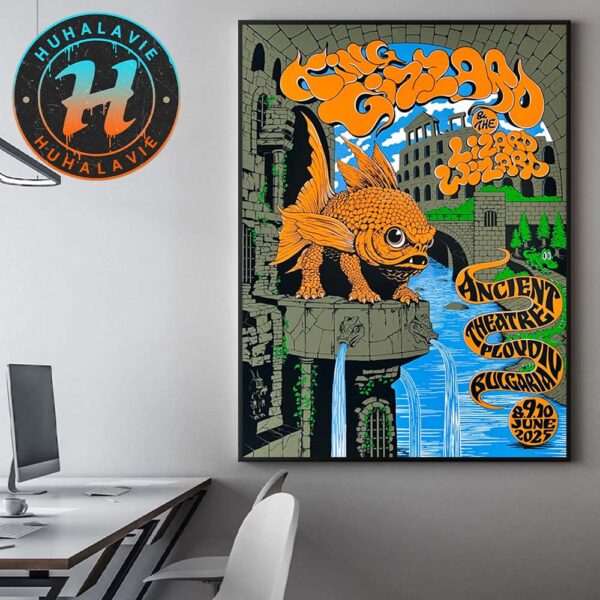 King Gizzard And the Lizard Wizard On June 8th 9th And 10th 2025 Orange Fish Music Poster At Ancient Theatre In Plovdiv Bulgaria Poster Canvas