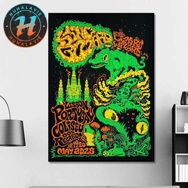 King Gizzard And the Lizard Wizard On May 18th 19th And 20th Green Gator Poster In Lisbon Portugal Coliseu dos Recreios Home Decor Poster Canvas
