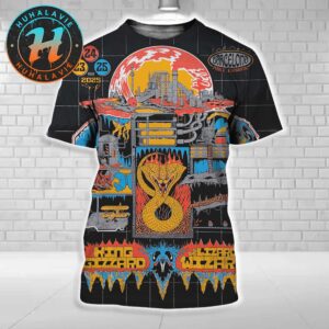 King Gizzard And the Lizard Wizard Orange Snake Poster On May 23 24 25 At Plaza Mayor de El Poble Espanyol In Barcelona Spain 3D Shirt