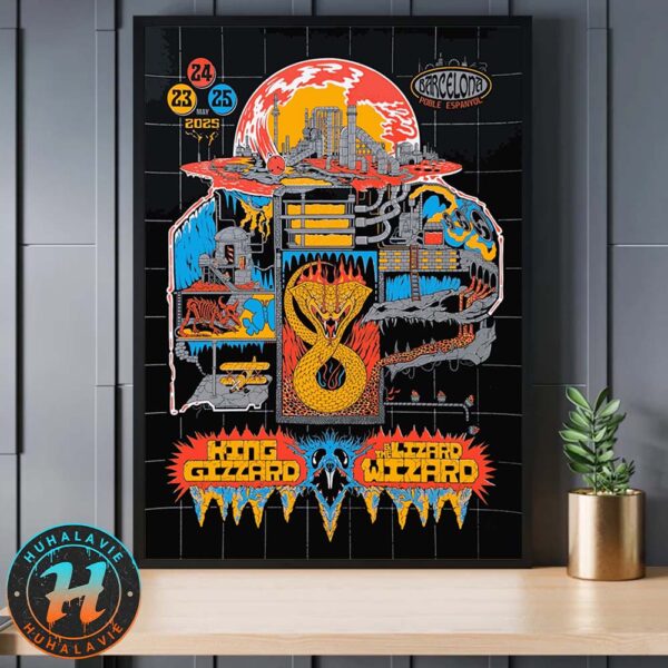 King Gizzard And the Lizard Wizard Orange Snake Poster On May 23 24 25 At Plaza Mayor de El Poble Espanyol In Barcelona Spain Home Decor Poster Canvas