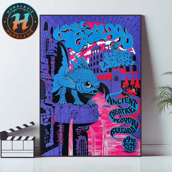 King Gizzard And the Lizard Wizard Plovdiv Bulgaria Purple Fish Tonight Poster At Ancient Theatre On June 8th 9th And 10th 2025 Hoem Decor Poster Canvas