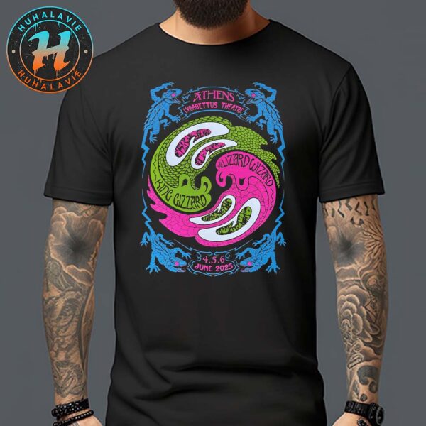 King Gizzard And the Lizard Wizard Poster Show For Pink Green On June 4th 5th And 6th 2025 At Lycabettus Theatre In Athens Greece Classic T-Shirt