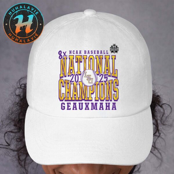 LSU Tigers 8x NCAA Baseball Mens College World Series 2025 Champions Geauxmaha Stolen Base Classic Cap Snapback Hat