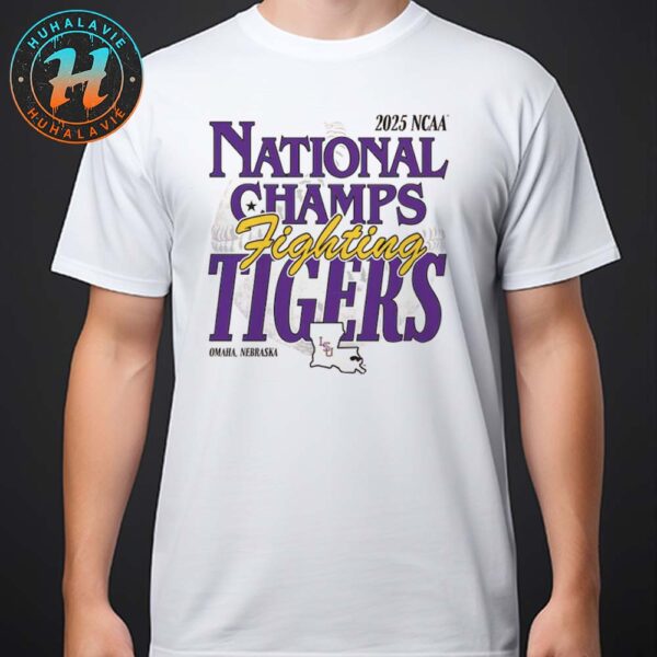 LSU Tigers Fightinh Tigers 2025 NCAA Baseball Mens College World Series Champions White T-Shirt
