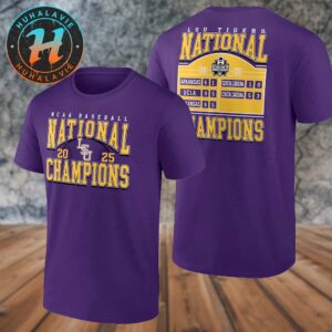 LSU Tigers Schedule Score 2025 NCAA Baseball Mens College World Series Champions Two Sided Print Unisex T-Shirt