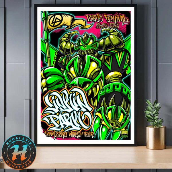 Linkin Park From Zero World Tour 2025 In Milan Italy Gig Poster At I-DAYS Festival On June 24th Art By Urban Aztek Home Decor Poster Canvas