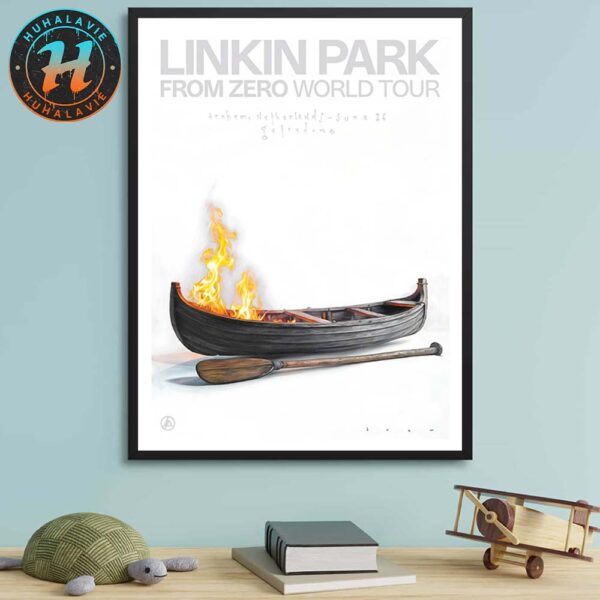 Linkin Park In Arnhem Netherlands Gig Poster Art By Drew Merritt At Gelredome On June 26th From Zero World Tour 2025 Poster Canvas