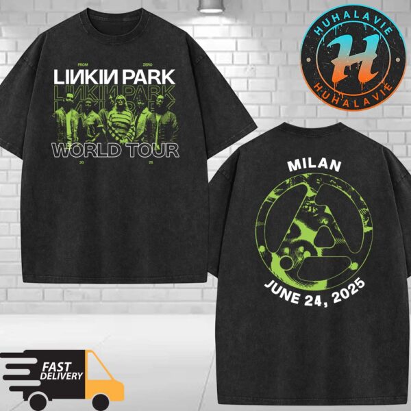 Linkin Park Milan Italy 2025 At I-Days Festival Merch Tee From Zero World Tour June 24 2025 Washed T-Shirt