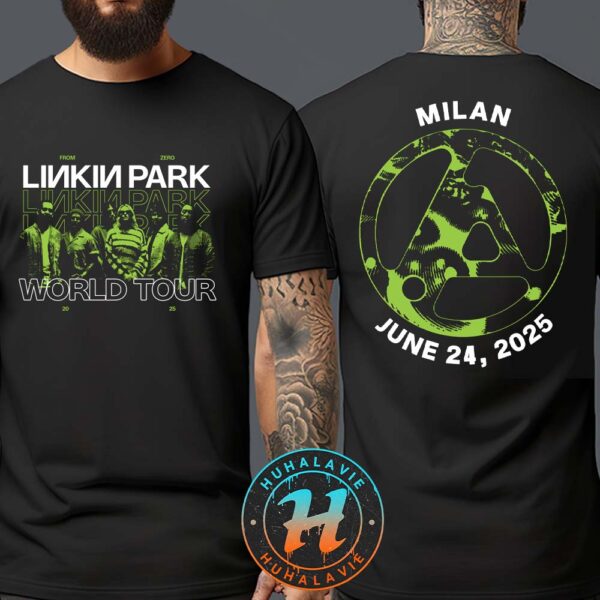 Linkin Park Milan Italy From Zero World Tour 2025 Merchandise At I-DAYS Festival On June 24th Two Sided T-Shirt