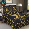 Louis Vuitton Drip Micky Mouse Gold Pattern Background Luxury Bedding Set