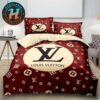 Louis Vuitton Mickey Mouse Black Background With Pattern Logo Bedding Set